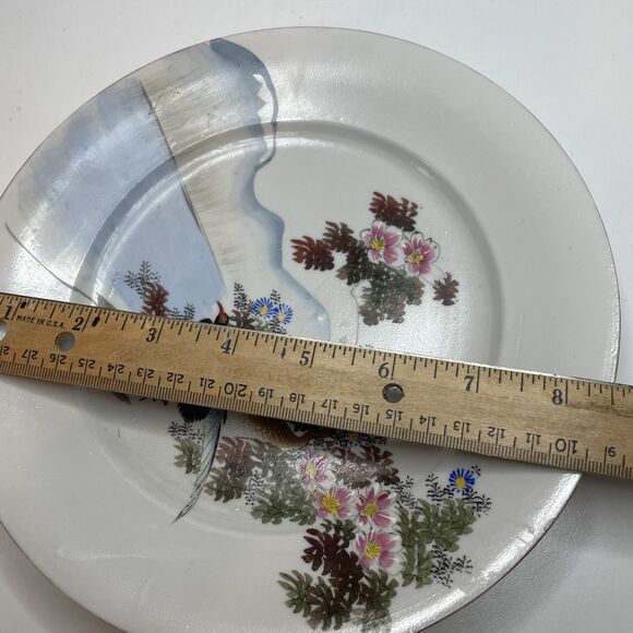 A Pair Japanese Kutani Porcelain Crane/Floral Motifs Plates (Meiji Period) - Picture 15 of 15